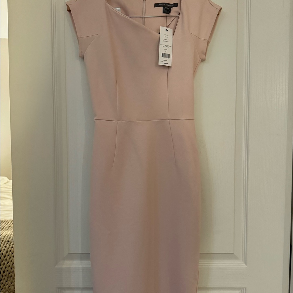 French Connection Lula stretch slash neck shirt dress Soft Pink